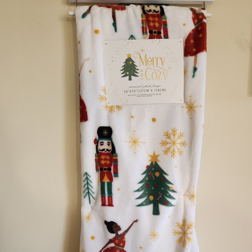 Christmas Nutcracker plush throw blanket
